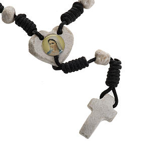 Medjugorje chaplet, stones, black cord, heart medal
