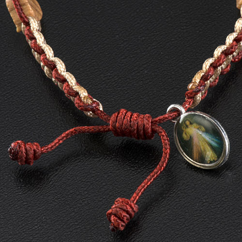 Medjugorje bracelet in olive wood, hearts and cord 4