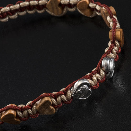 Medjugorje bracelet in olive wood, hearts and cord 5