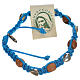 Bracelet Medjugorje bois d'olivier sur corde bleue s5