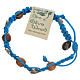 Bracelet Medjugorje bois d'olivier sur corde bleue s2