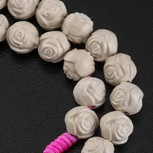 Medjugorje rosary with PVC roses and multicoloured cord 4