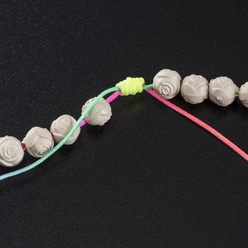 Medjugorje rosary with PVC roses and multicoloured cord 5