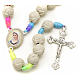 Medjugorje rosary with PVC roses and multicoloured cord s7