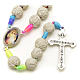 Medjugorje rosary with PVC roses and multicoloured cord s2