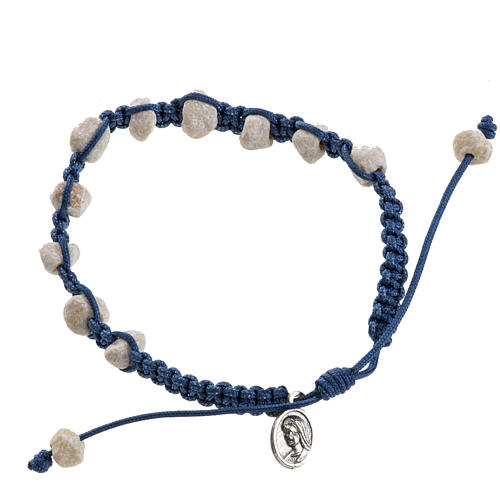 Medjugorje bracelet with stone and blue cord 1