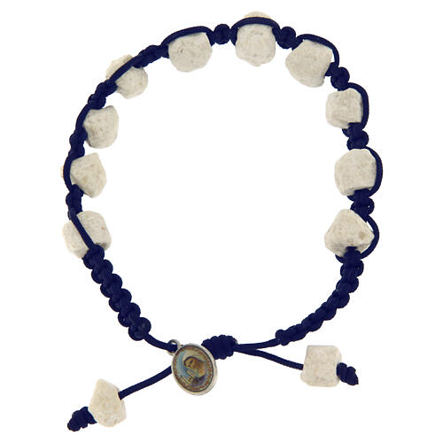 Medjugorje bracelet with stone and blue cord 1