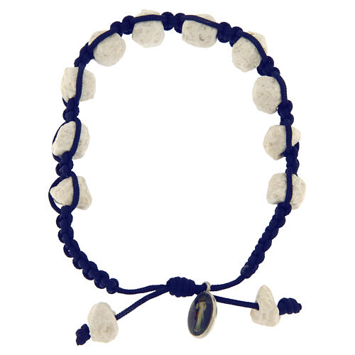 Medjugorje bracelet with stone and blue cord 2