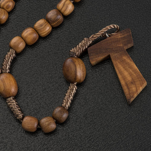 Medjugorje mini rosary in olive wood with Tau cross 3