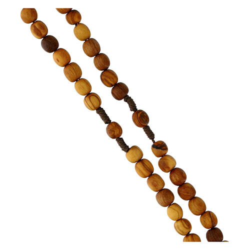 Medjugorje mini rosary in olive wood with Tau cross 3