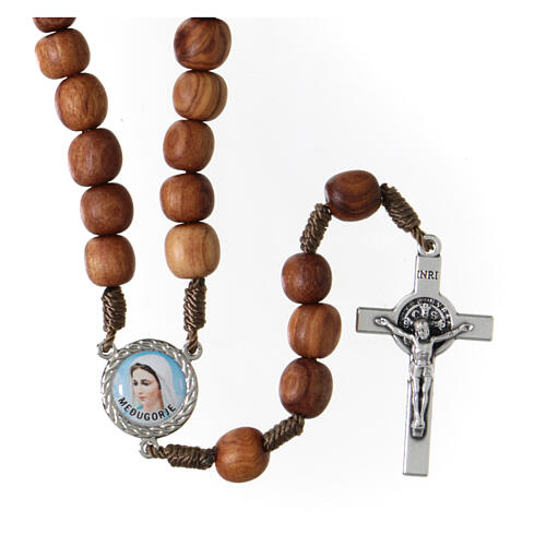 Medjugorje olive wood rosary with cross in metal 1