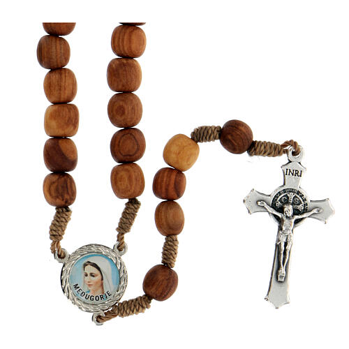 Medjugorje olive wood rosary with cross in metal 2