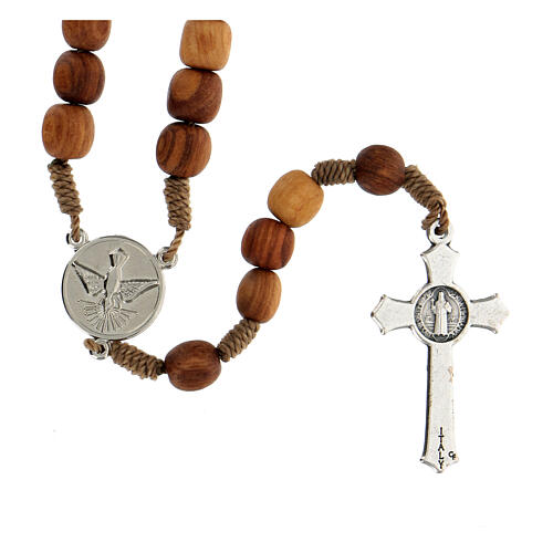 Medjugorje olive wood rosary with cross in metal 3