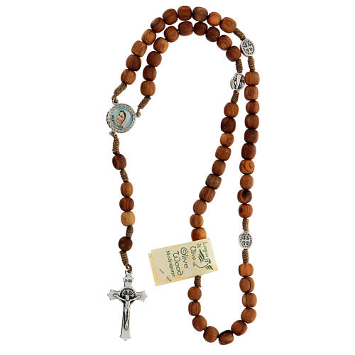 Medjugorje olive wood rosary with cross in metal 5