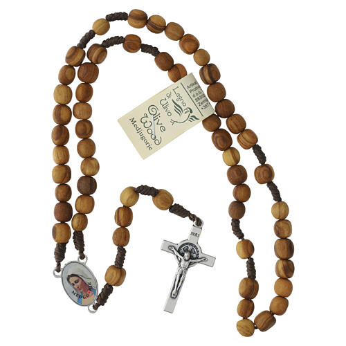 Medjugorje olive wood rosary with cross in metal 5
