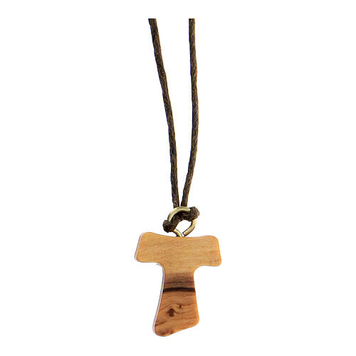 Medjugorje necklace in olive wood, Tau 1