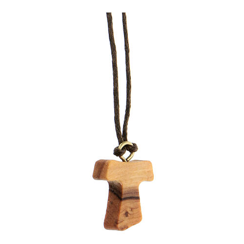 Medjugorje necklace in olive wood, Tau 2