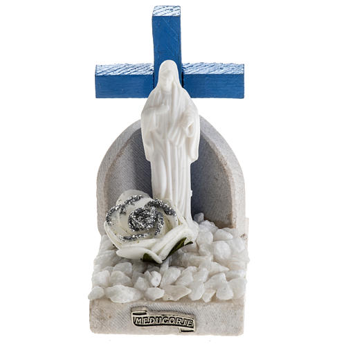 Blue cross, Medjugorje with Marble base 8.5x5cm 1
