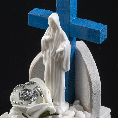 Krzyż niebieski Medjugorje podstawa marmur 8.5x5 4
