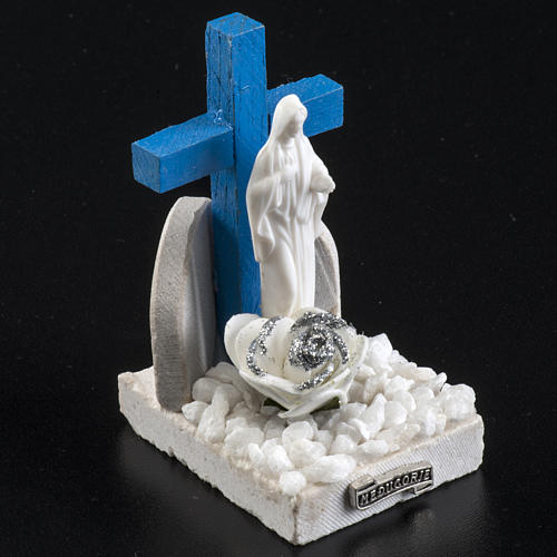 Cruz azul Medjugorje base mármore 8,5x5 cm 3