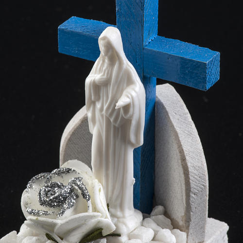 Blue cross, Medjugorje with Marble base 8.5x5cm 4