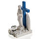 Medjugorje blue cross with marble base 12x6cm s2