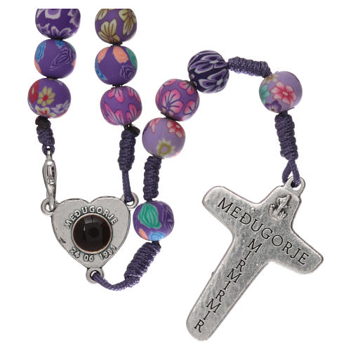 Medjugorje rosary in fimo, purple 2