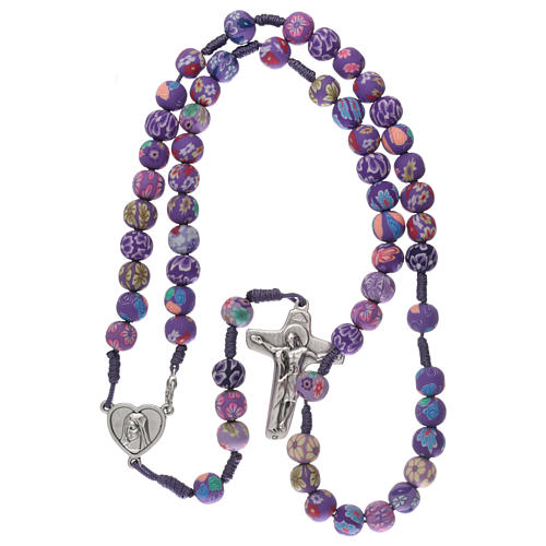 Medjugorje rosary in fimo, purple 5
