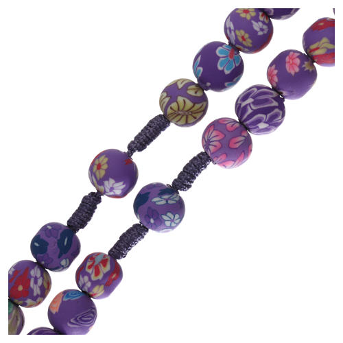 Medjugorje rosary in fimo, purple 3