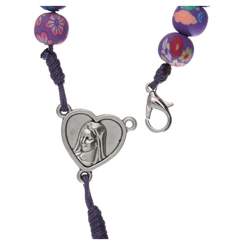 Medjugorje rosary in fimo, purple 4