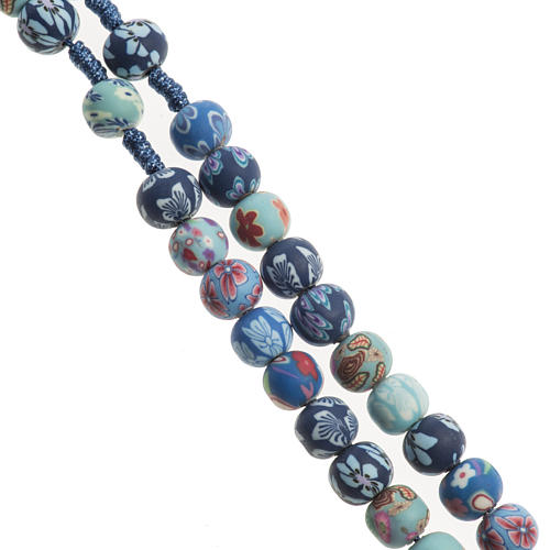 Medjugorje rosary in fimo, blue 3