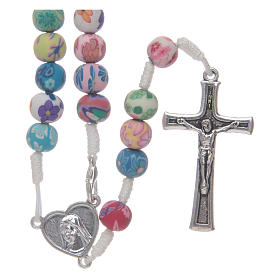 Medjugorje rosary in fimo, multicoloured