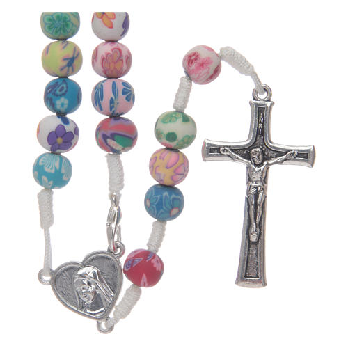 Medjugorje rosary in fimo, multicoloured 1