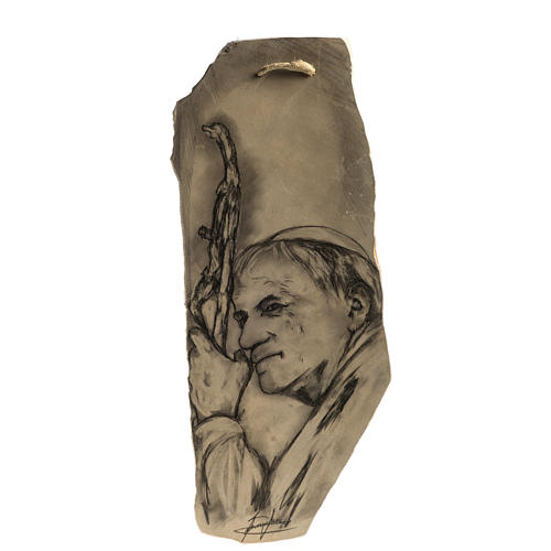 Pope John Paul II picture on red stone 1