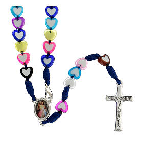 Medjugorje rosary in glass with coloured hearts