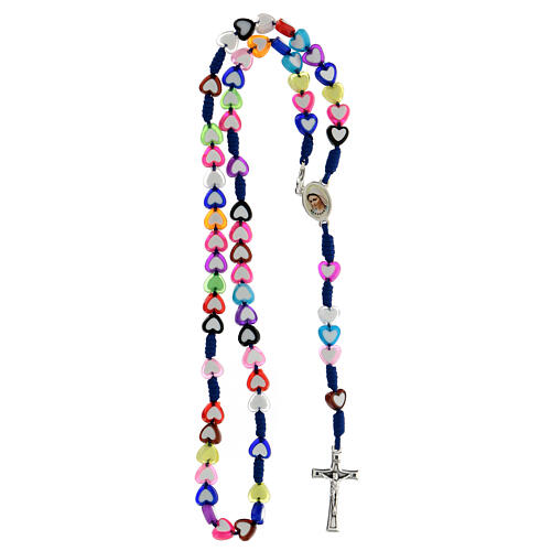 Medjugorje rosary in glass with coloured hearts 4