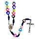 Medjugorje rosary in glass with coloured hearts s1