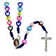 Medjugorje rosary in glass with coloured hearts s2