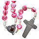 Rosary with Medjugorje soil in pink glass and cord s2