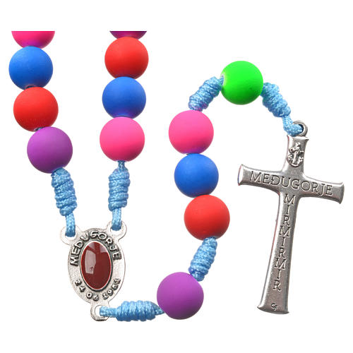 Medjugorje rosary in multicoloured fimo with Medjugorje soil 2