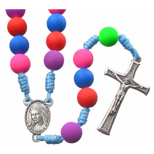 Medjugorje rosary in multicoloured fimo with Medjugorje soil 1