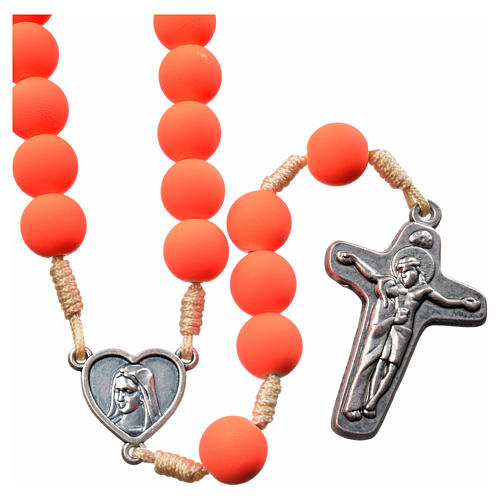 Medjugorje rosary in orange fimo with Medjugorje soil 1