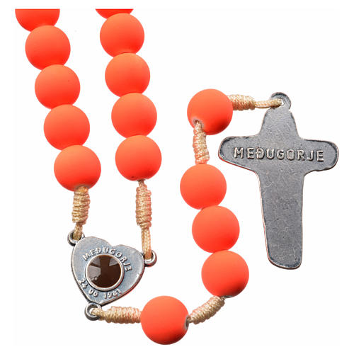 Medjugorje rosary in orange fimo with Medjugorje soil 2