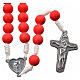 Medjugorje rosary in red fimo with Medjugorje soil s1