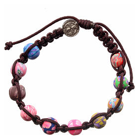 Medjugorje bracelet in fimo with dark brown cord
