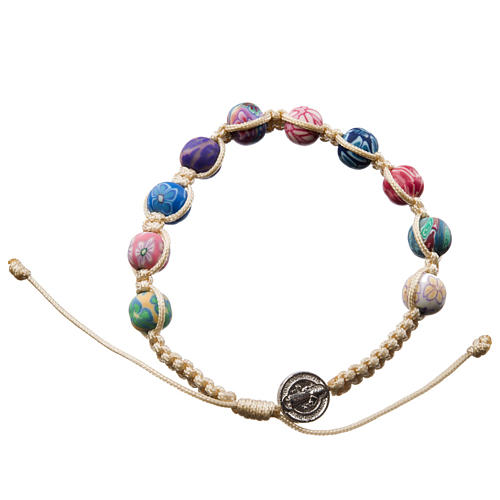 Medjugorje bracelet in fimo with beige cord 1