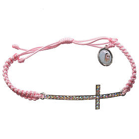Medjugorje bracelet with pink cord and strass