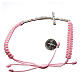 Medjugorje bracelet with pink cord and strass s4