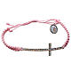 Bracelet Medjugorje corde rose et strass s1