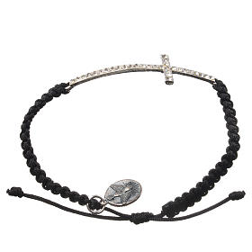 Bracelet Medjugorje corde noire et strass